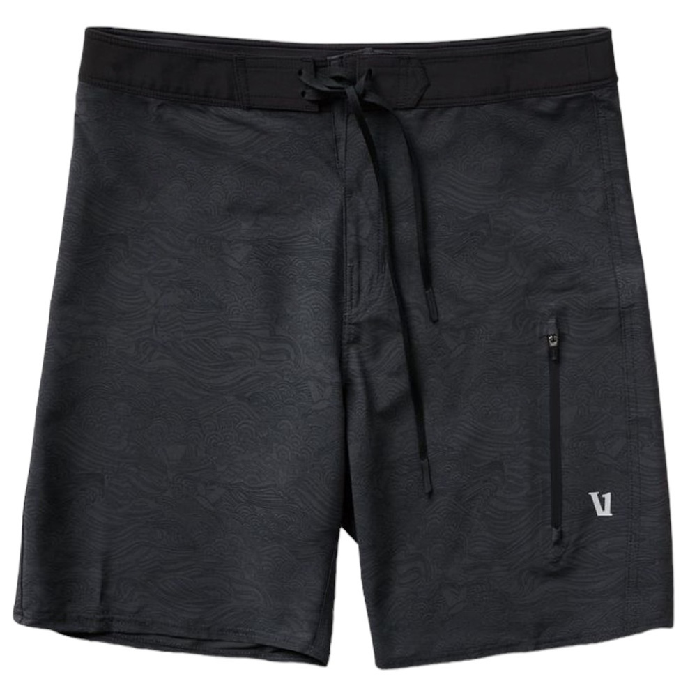 Vuori Infinity Boardshorts Black Vintage Ocean Print Black Gray Size 34 NWOT - Picture 12 of 12